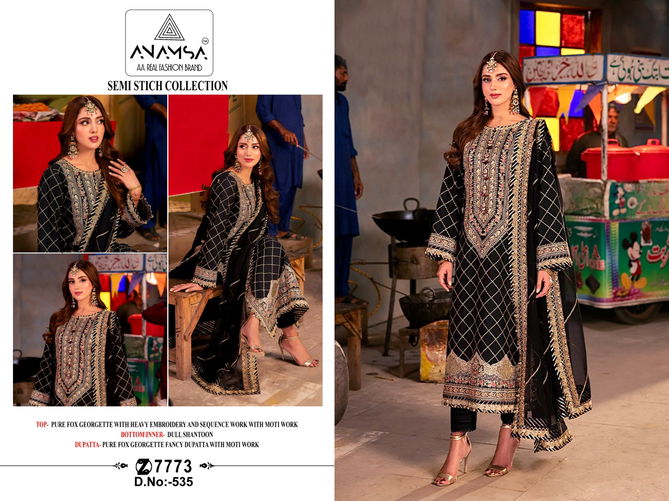 Anamsa 535 Embroidered Georgette Pakistani Suits Wholesale Online
